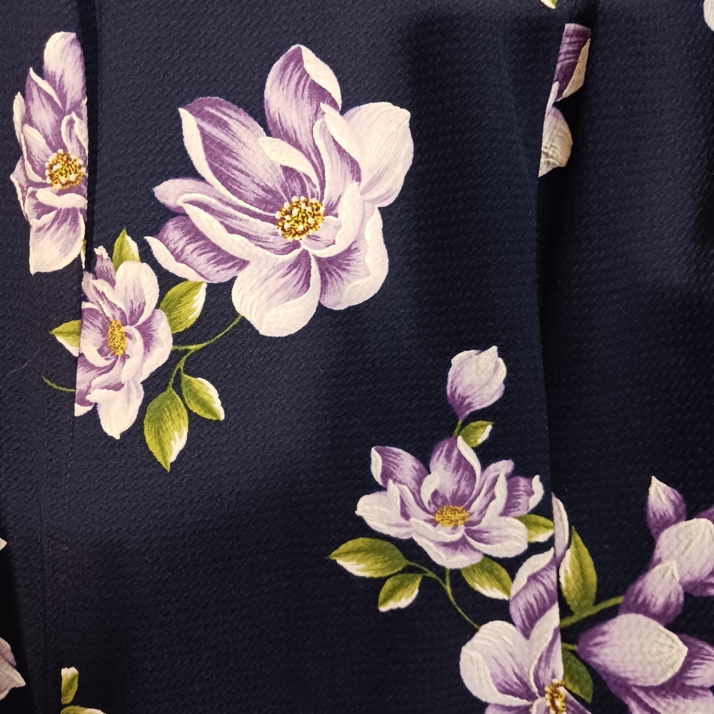 JESSICA HOWARD Navy Blue Floral Zip Short Sleeve Dress Women Sz 14W - Picture 5 of 12